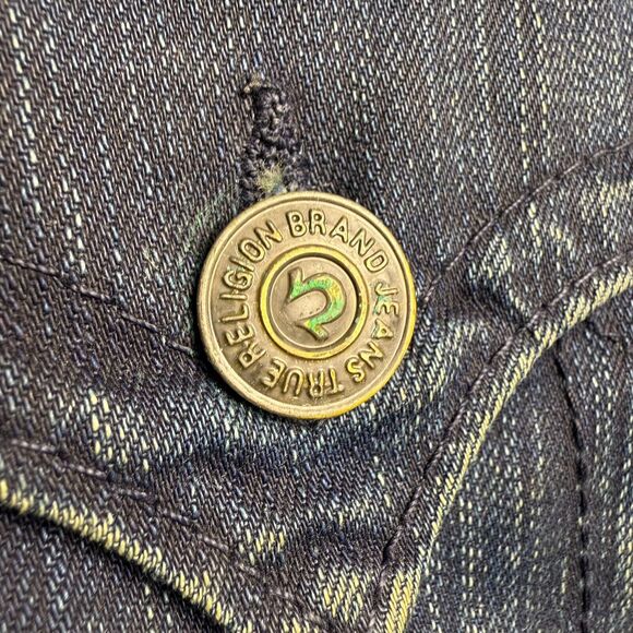 True Religion Jeans Mens 44x35 Ricky Blue Denim Made in USA Y2K *Flawed VTG - Picture 10 of 13